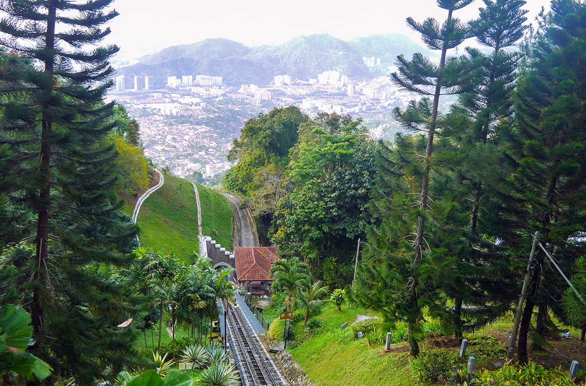 Trein de berg op bij Penang Hill