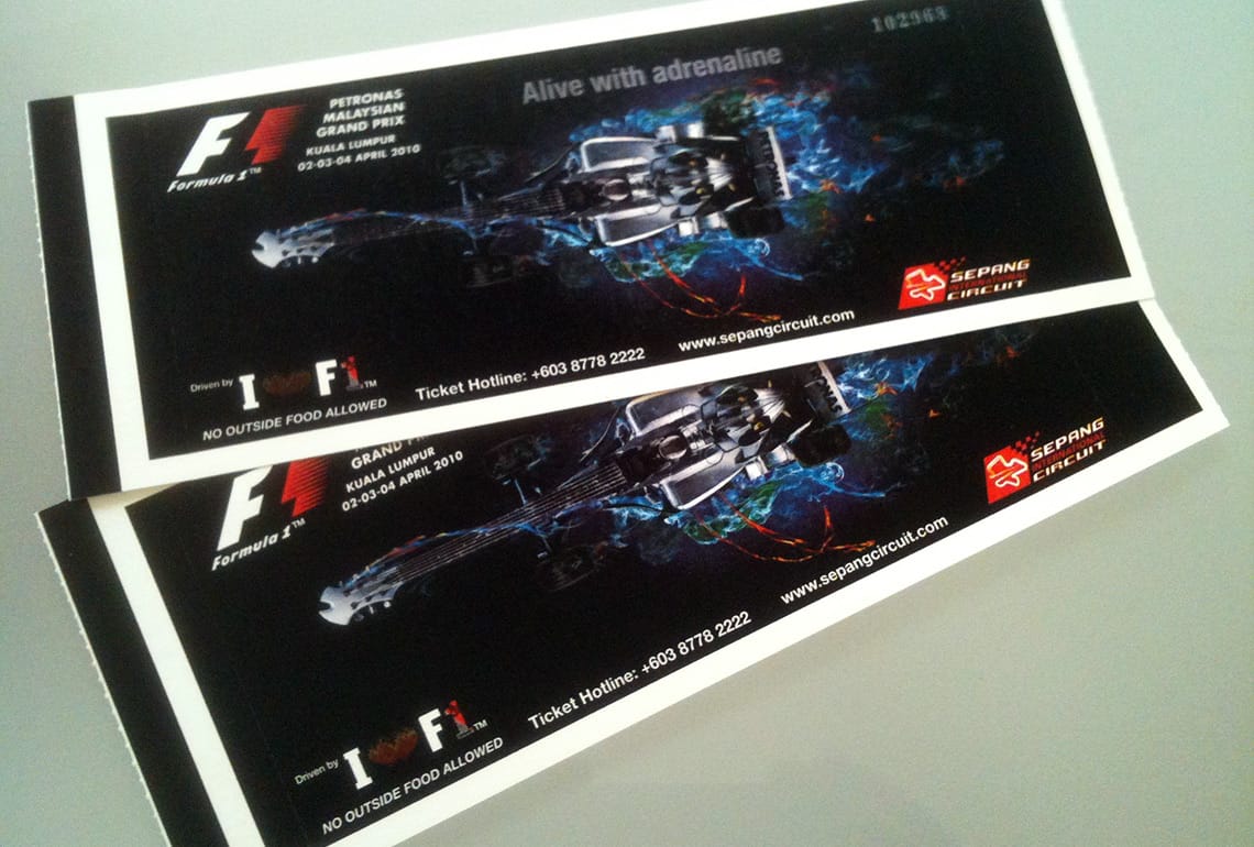 Tickets formula 1 race