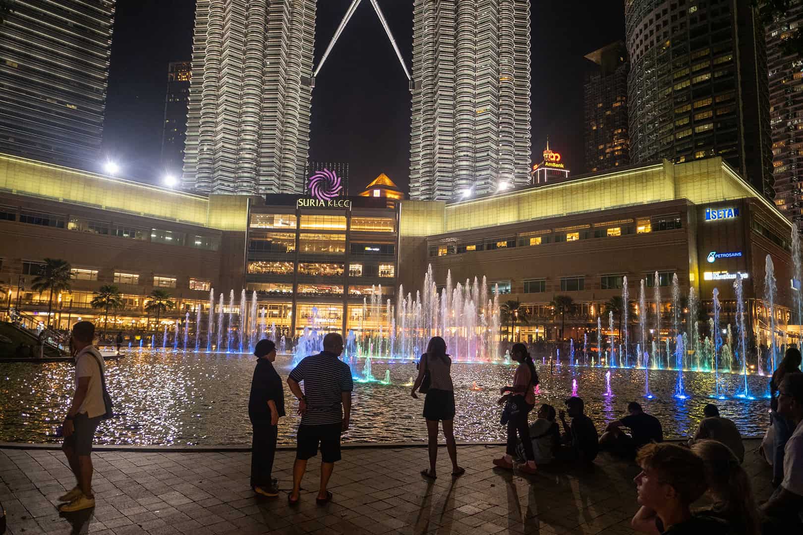 People at the Lake Symphony Water Show, Suria KLCC in Kuala Lumpur