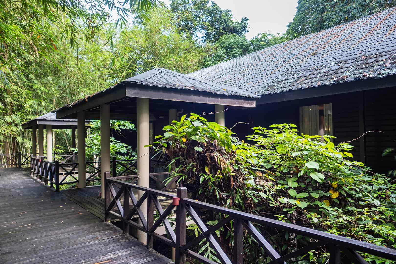 Paden naar de kamers van Mulu Marriott Resort