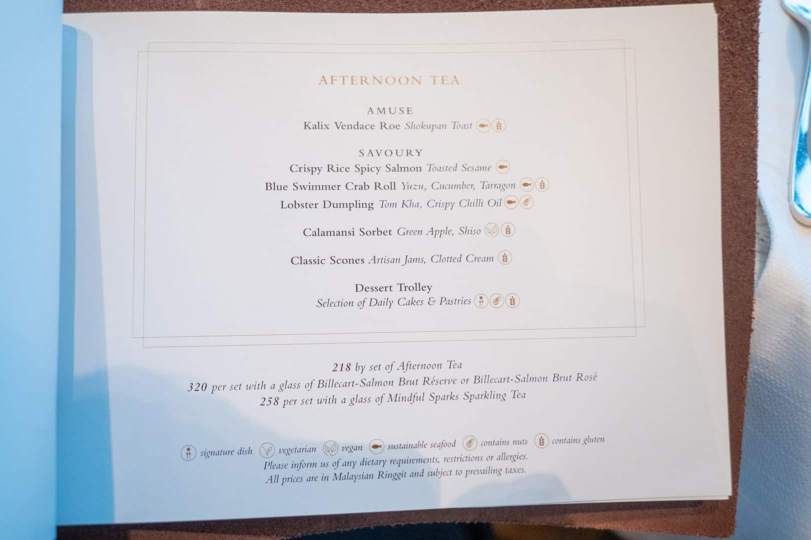 Park Hyatt Kuala Lumpur - Afternoon Tea - Menu