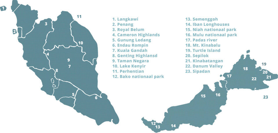 Kaart highlights van Maleisie