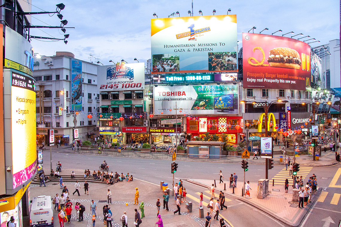 Drukke centrum van Kuala Lumpur